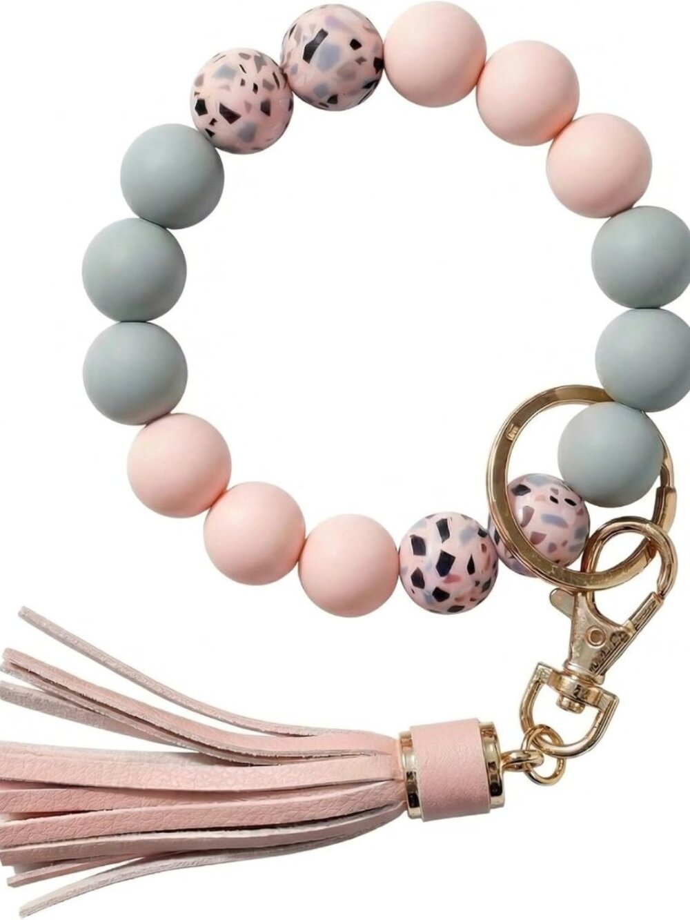 Stylish Silicone Key Ring Bracelet & Car Keychain Holder for Women - Beaded